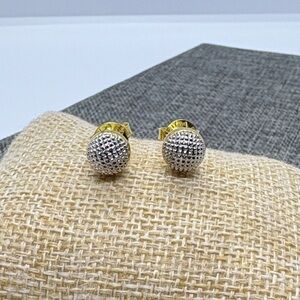 Sheila Fajl Elegant Silver and Gold Tone Ball Stud Earrings